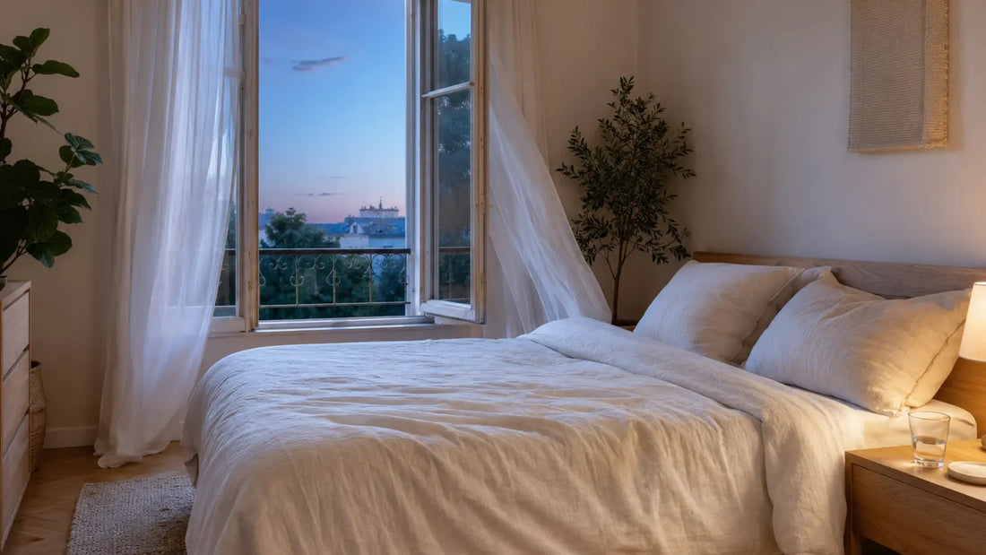 Chambre aérée au crépuscule pour mieux supporter la chaleur la nuit