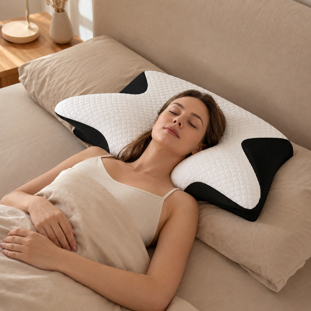 Oreiller cervical à mémoire de forme — utilisation sur le dos