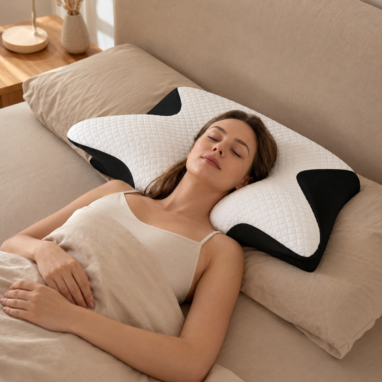 Oreiller cervical à mémoire de forme — utilisation sur le dos