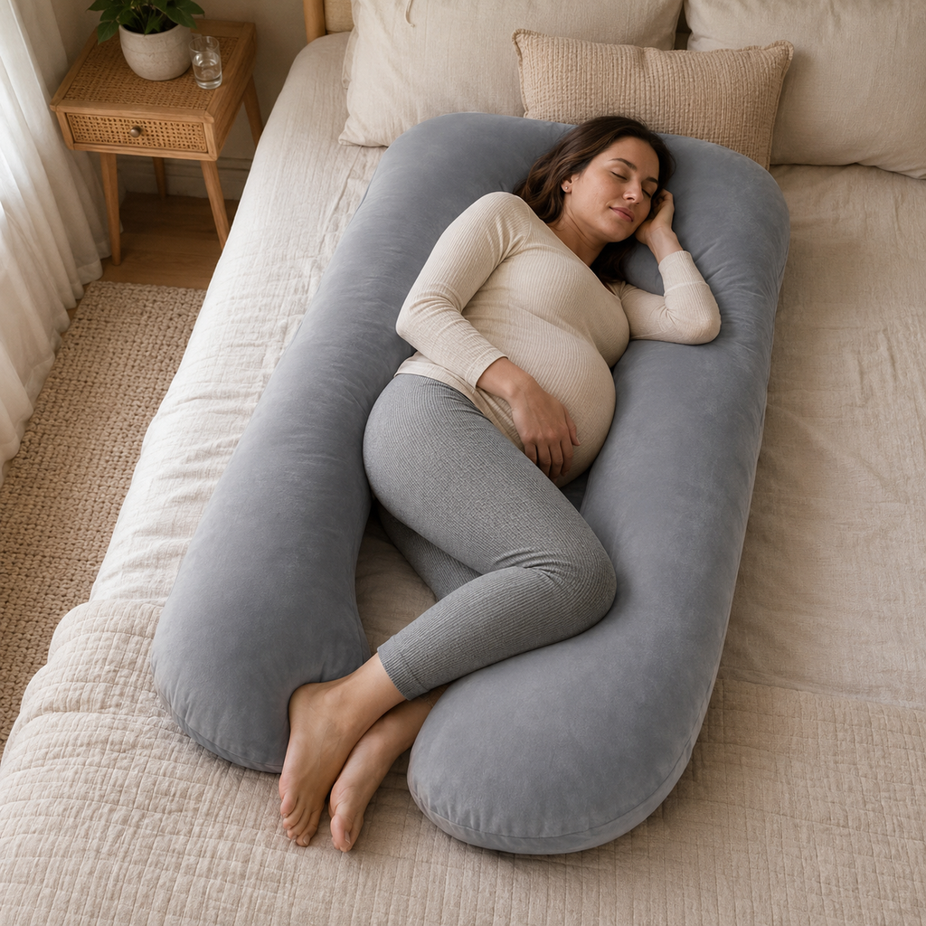 Oreiller de grossesse en U — mise en situation