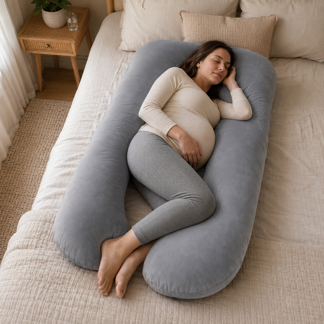 Oreiller de grossesse en U — mise en situation
