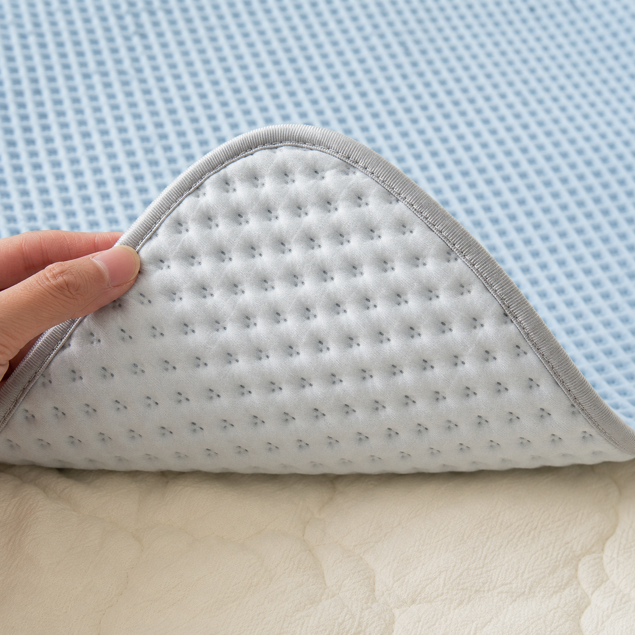 Surmatelas rafraîchissant — détail de la bordure