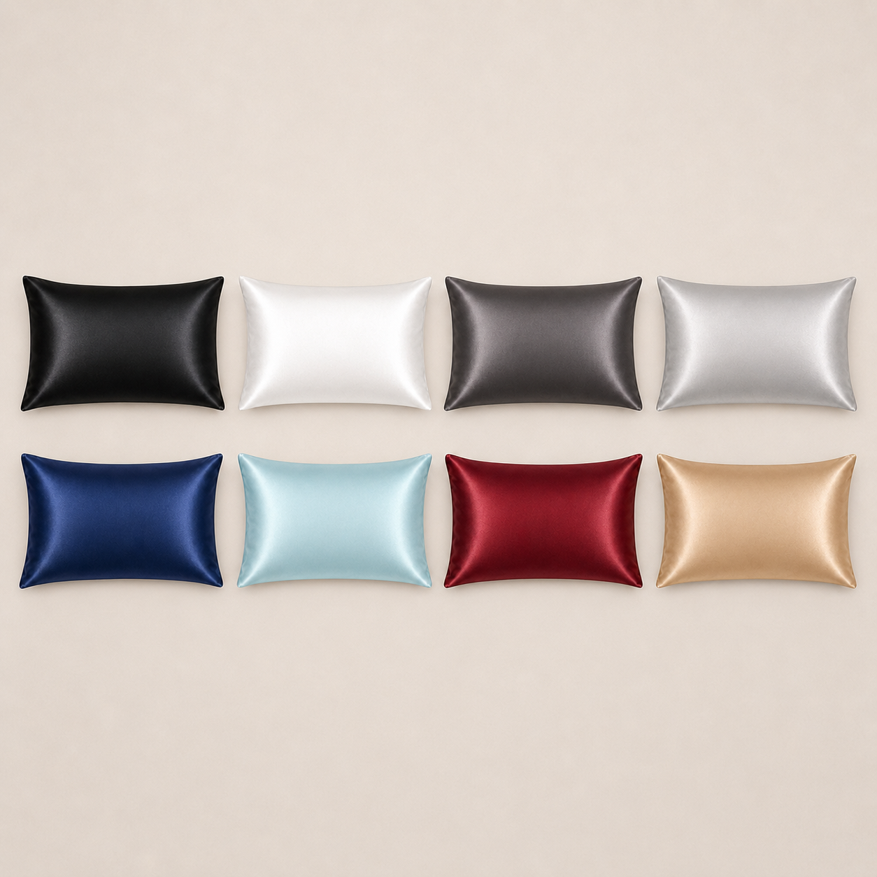 Taies d’oreiller en satin — lot de 2 — huit coloris disponibles